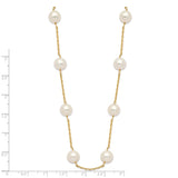 14K 8-9mm Whtie Round Freshwater Cultured Pearl 14-station Necklace-WBC-PR61-18