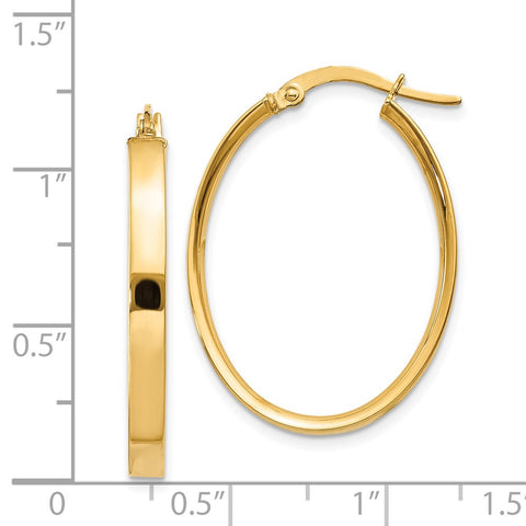 14K 3mm Oval Hoop Earrings-WBC-PRE557