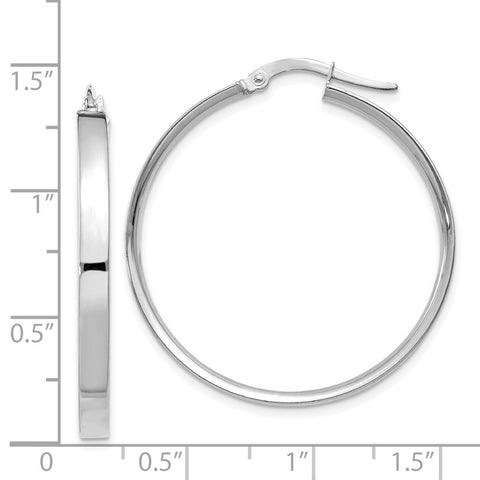 14K White Gold 3mm XL Hoop Earrings-WBC-PRE573