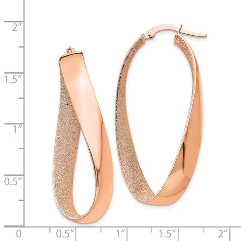 14K Rose Gold-PLATED Satin & Polished Twisted Hoop Earrings-WBC-PRE591