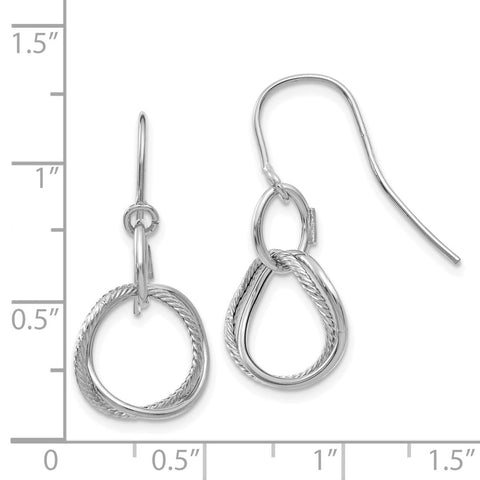 14K White Gold Small Twisted Circle Shepherd Hook Earrings-WBC-PRE877