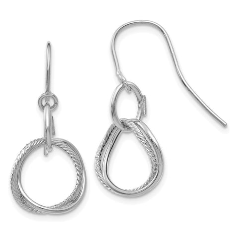 14K White Gold Small Twisted Circle Shepherd Hook Earrings-WBC-PRE877