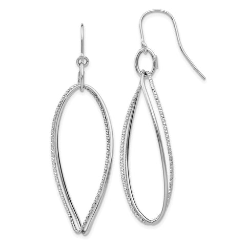 14K White Gold Twist Dangle Shepherd Hook Earrings-WBC-PRE913