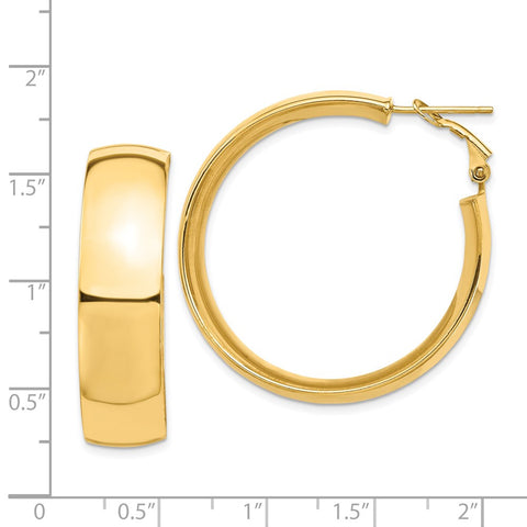 14k High Polished 10mm Omega Back Hoop Earrings-WBC-PRE971