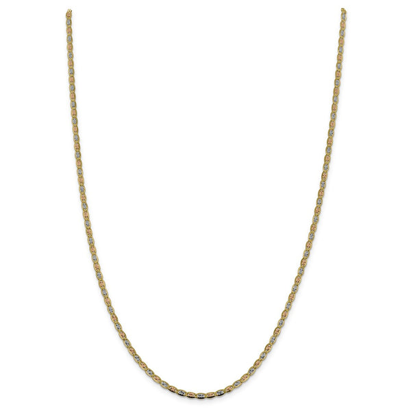 14k 2.75mm Tri-color Rose and White Rhodium PavÇ Valentino Chain-WBC-PVL060-22