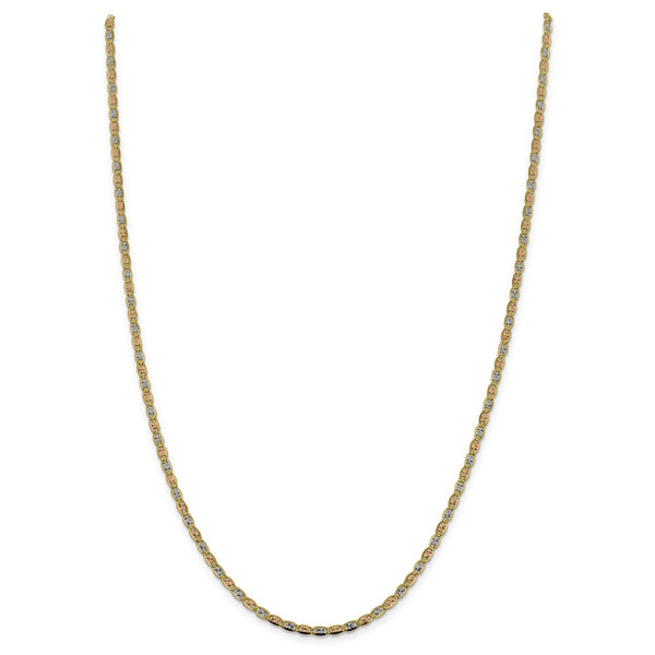 14k 2.75mm Tri-color Rose and White Rhodium PavÇ Valentino Chain-WBC-PVL060-24