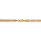 14k 3.8mm Tri-color Rose and White Rhodium PavÇ Valentino Chain-WBC-PVL080-20