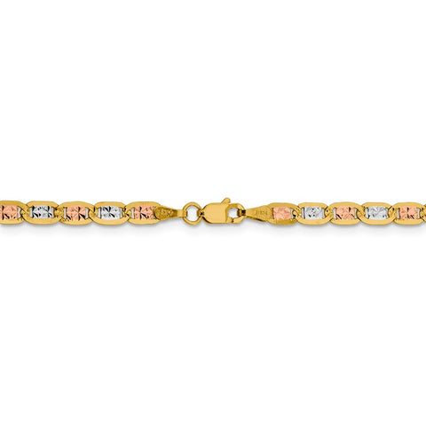 14k 3.8mm Tri-color Rose and White Rhodium PavÇ Valentino Chain-WBC-PVL080-20