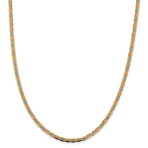 14k 3.8mm Tri-color Rose and White Rhodium PavÇ Valentino Chain-WBC-PVL080-26