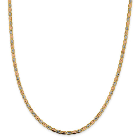 14k 3.8mm Tri-color Rose and White Rhodium PavÇ Valentino Chain-WBC-PVL080-24