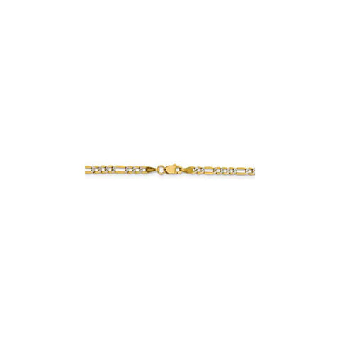 14k 3.2mm Semi-solid with Rhodium PavÇ Figaro Chain-WBC-PWC080-18