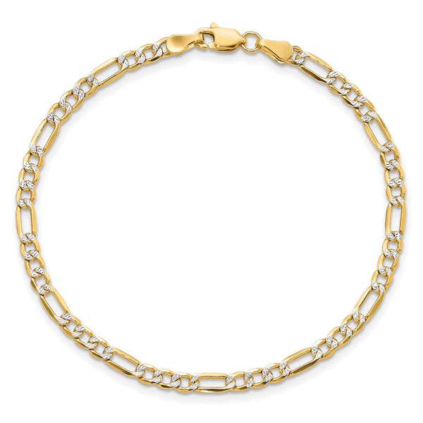 14k 3.2mm Semi-solid with Rhodium PavÇ Figaro Chain-WBC-PWC080-7