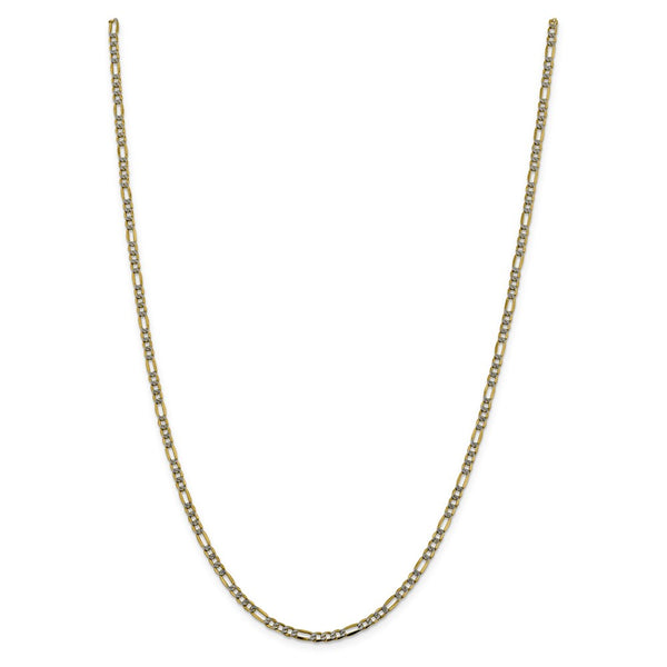 14k 3.2mm Semi-solid with Rhodium PavÇ Figaro Chain-WBC-PWC080-22