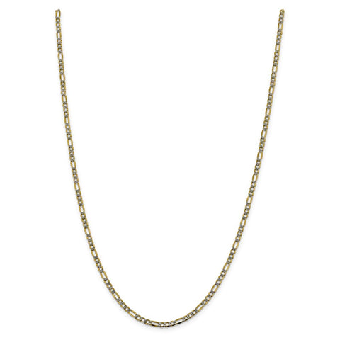 14k 3.2mm Semi-solid with Rhodium PavÇ Figaro Chain-WBC-PWC080-22