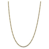 14k 3.2mm Semi-solid with Rhodium PavÇ Figaro Chain-WBC-PWC080-24