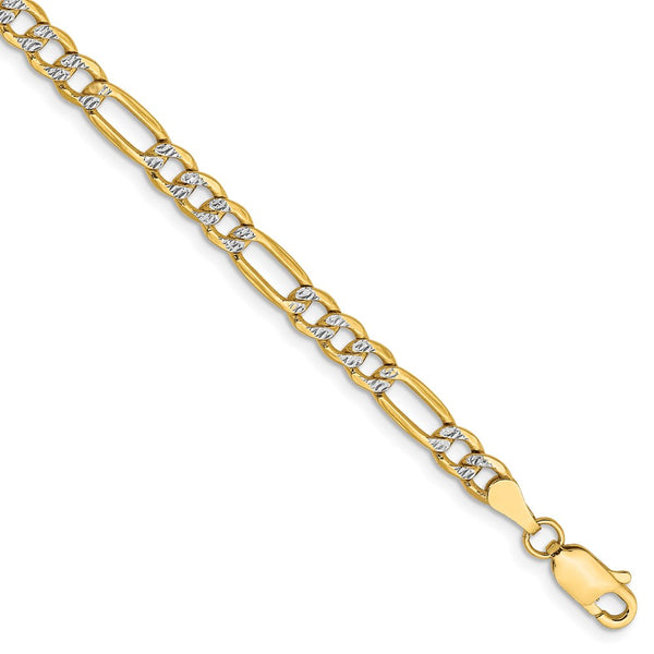 14k 3.9mm Semi-solid with Rhodium PavÇ Figaro Chain-WBC-PWC100-7