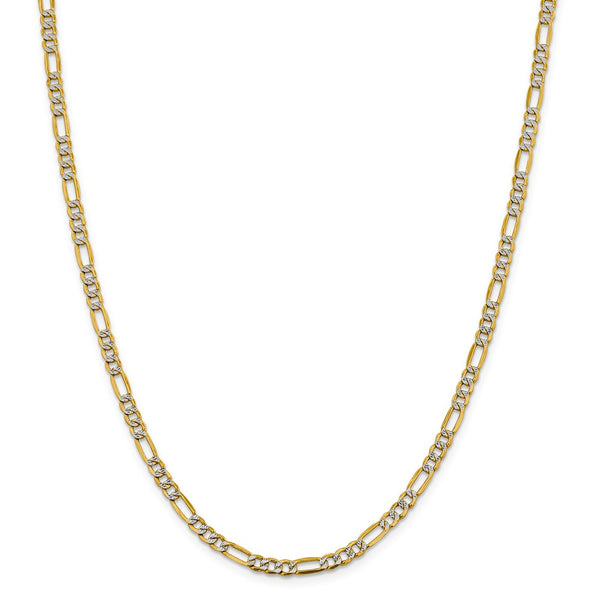 14k 3.9mm Semi-solid with Rhodium PavÇ Figaro Chain-WBC-PWC100-20