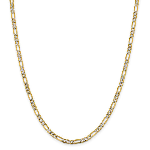 14k 3.9mm Semi-solid with Rhodium PavÇ Figaro Chain-WBC-PWC100-22