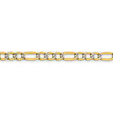 14k 5.25mm Semi-solid with Rhodium PavÇ Figaro Chain-WBC-PWC120-20