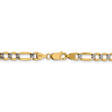 14k 5.25mm Semi-solid with Rhodium PavÇ Figaro Chain-WBC-PWC120-20