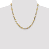 14k 5.25mm Semi-solid with Rhodium PavÇ Figaro Chain-WBC-PWC120-20