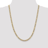 14k 5.25mm Semi-solid with Rhodium PavÇ Figaro Chain-WBC-PWC120-24