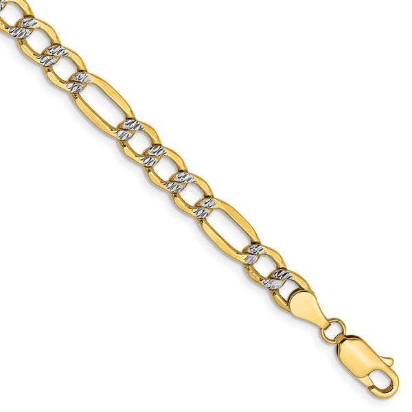 14k 5.25mm Semi-solid with Rhodium PavÇ Figaro Chain-WBC-PWC120-8