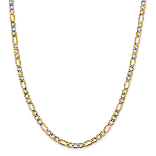 14k 5.25mm Semi-solid with Rhodium PavÇ Figaro Chain-WBC-PWC120-20