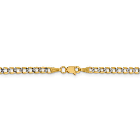 14k 3.4mm Semi-solid with Rhodium PavÇ Curb Chain-WBC-PWF080-20