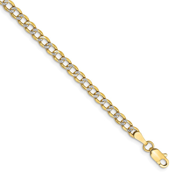 14k 3.4mm Semi-solid with Rhodium PavÇ Curb Chain-WBC-PWF080-8