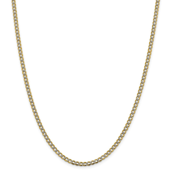 14k 3.4mm Semi-solid with Rhodium PavÇ Curb Chain-WBC-PWF080-22