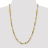 14k 6.75mm Semi-solid with Rhodium PavÇ Curb Chain-WBC-PWF150-20