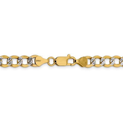 14k 6.75mm Semi-solid with Rhodium PavÇ Curb Chain-WBC-PWF150-20