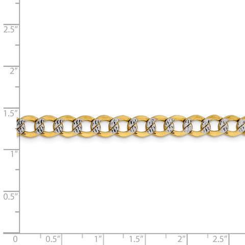 14k 6.75mm Semi-solid with Rhodium PavÇ Curb Chain-WBC-PWF150-8