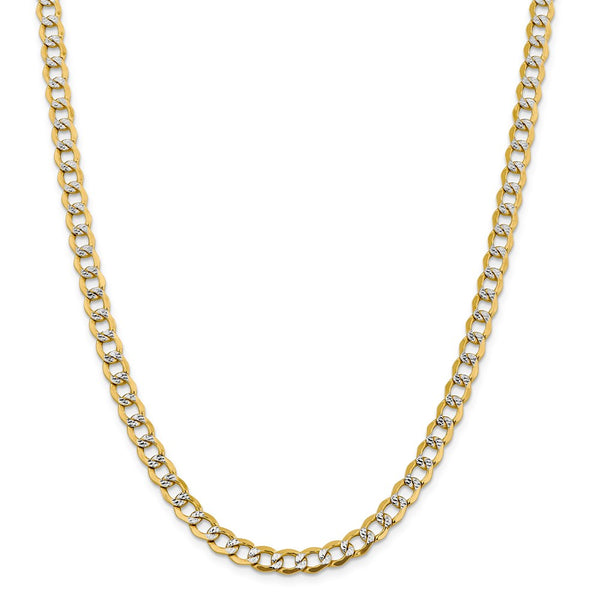 14k 6.75mm Semi-solid with Rhodium PavÇ Curb Chain-WBC-PWF150-20