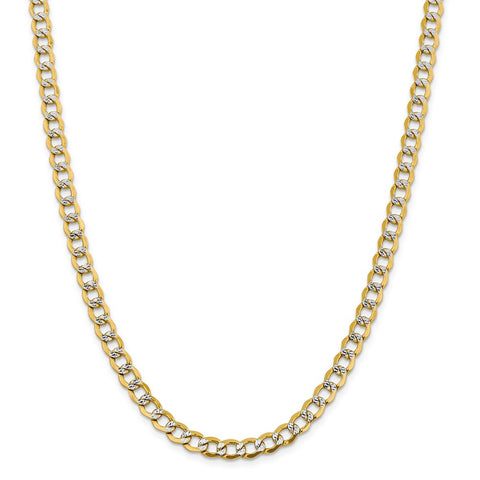 14k 6.75mm Semi-solid with Rhodium PavÇ Curb Chain-WBC-PWF150-16