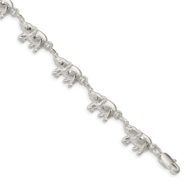 Sterling Silver Elephants Bracelet-WBC-QA1-7