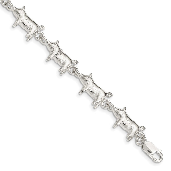 Sterling Silver Pig Bracelet-WBC-QA10-7