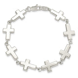 Sterling Silver Crosses Bracelet-WBC-QA25-7