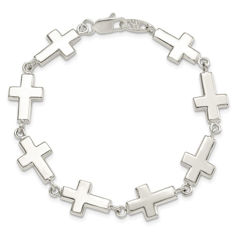 Sterling Silver Crosses Bracelet-WBC-QA25-7