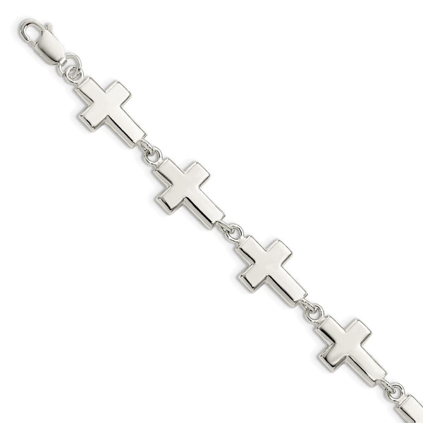 Sterling Silver Crosses Bracelet-WBC-QA25-7