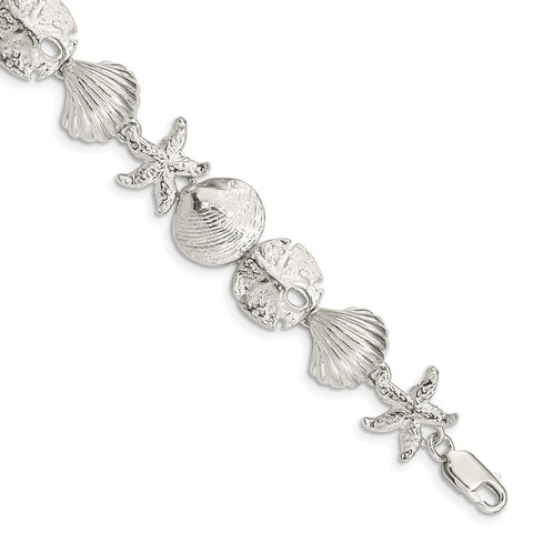 Sterling Silver Seashells Bracelet-WBC-QA28-7