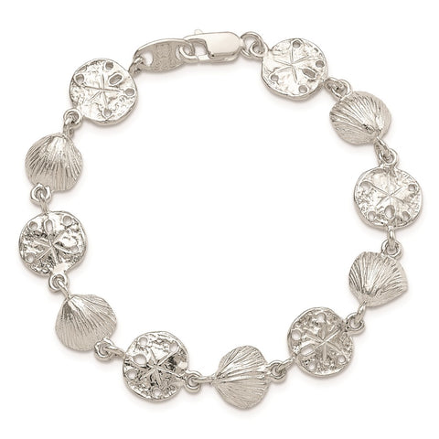 Sterling Silver Seashells and Sand Dollars Bracelet-WBC-QA31-7