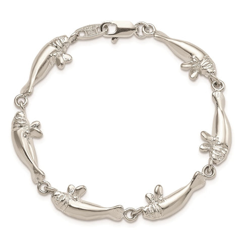 Sterling Silver Manatees Bracelet-WBC-QA36-7