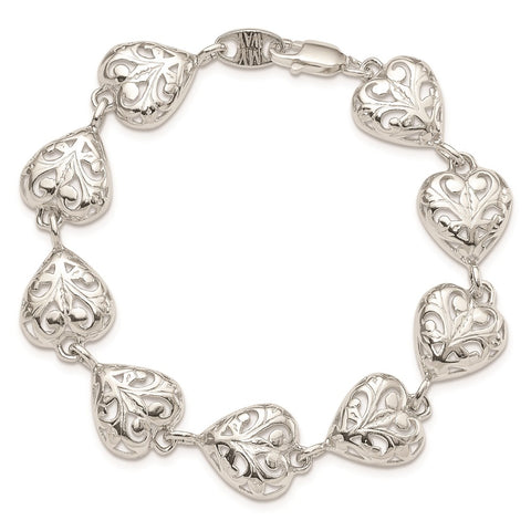 Sterling Silver Heart Bracelet-WBC-QA47-7