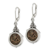 Sterling Silver & Bronze Antiqued Widows Mite Coin Leverback Earrings-WBC-QAC105