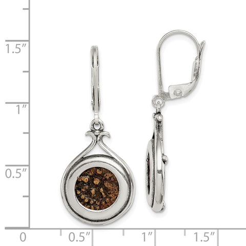 Sterling Silver & Bronze Antiqued Widows Mite Coin Leverback Earrings-WBC-QAC108