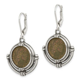 Sterling Silver Antiqued Roman Bronze Coin Leverback Earrings-WBC-QAC123