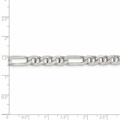 Sterling Silver 6.5mm Figaro Anchor Chain-WBC-QAF180-28