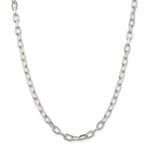 Sterling Silver 6.5mm Diamond-cut Long Link Cable Chain-WBC-QAR180-24